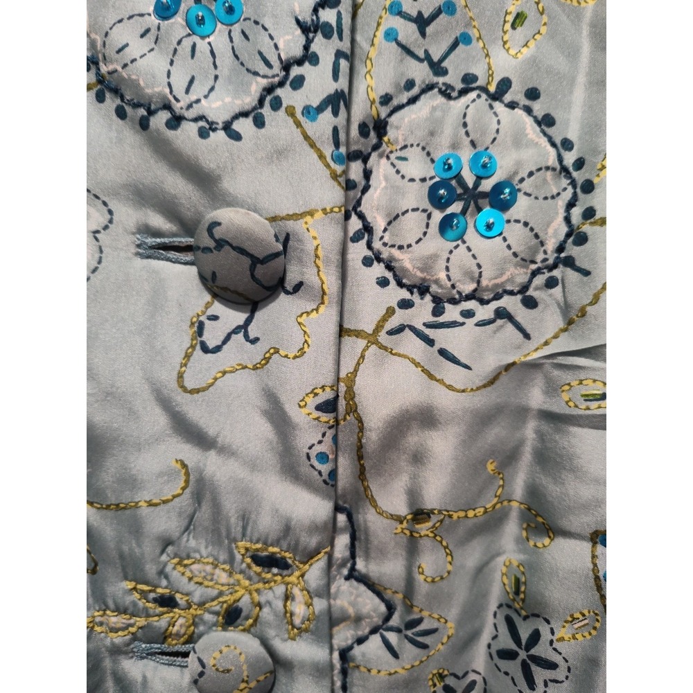 Judith Hart Silk Embroidered Quilted  Jacket with sequins 16W Aqua MSRP‎ $129 - Picture 5 of 6